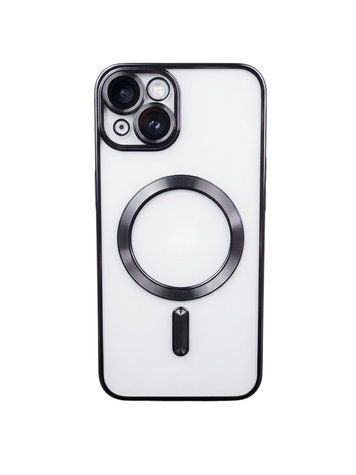 Прозорий силіконовий чохол для iPhone 14  з підтримкою MagSafe та захистом лінз (Black) 8700 фото