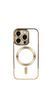 Прозорий силіконовий чохол з MagSafe та захистом камер для iPhone 12 Pro  (Gold)