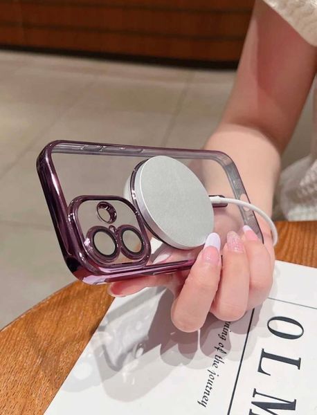 Чохол прозорий з MagSafe та захисними лінзами камери для iPhone 16 (Purple) 8830 фото