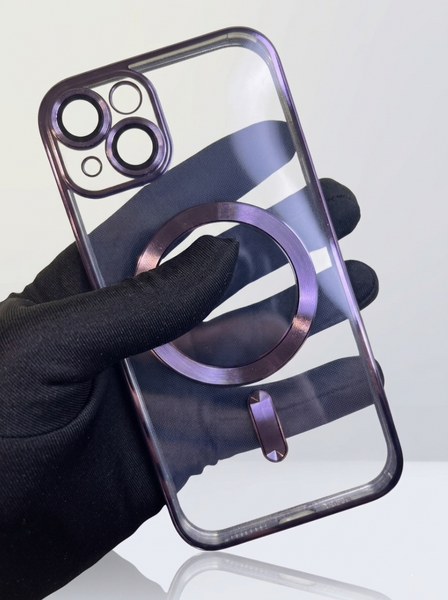 Чохол прозорий з MagSafe та захисними лінзами камери для iPhone 13 (Purple) 8775 фото