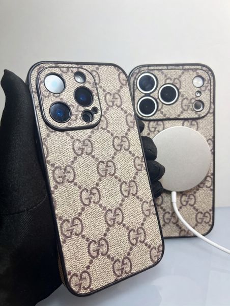 Брендовий чохол GG для iPhone 13 Pro з підтримкою MagSafe + Мікрофібра 9695 фото