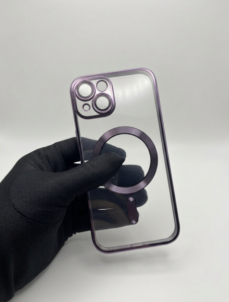 Чохол прозорий з MagSafe та захисними лінзами камери для iPhone 13 (Purple) 8775 фото