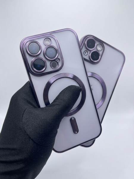 Чохол прозорий з MagSafe та захисними лінзами камери для iPhone 12 Pro  (Purple) 8765 фото