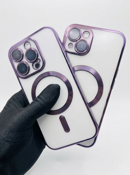 Чохол прозорий з MagSafe та захисними лінзами камери для iPhone 11 Pro Max (Purple) 8760 фото