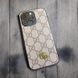 Дизайнерський чохол із металевим логотипом для iPhone 13 Pro Max , у стилі GG , бежевий 9885 фото 3