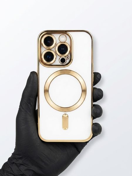 Прозорий силіконовий чохол з MagSafe та захистом камер для iPhone 13 Pro  (Gold) 8960 фото