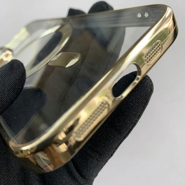Прозорий силіконовий чохол з MagSafe та захистом камер для iPhone 13 Pro  (Gold) 8960 фото