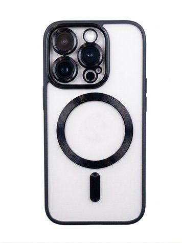 Прозорий силіконовий чохол для iPhone 14 Pro  з підтримкою MagSafe та захистом лінз (Black) 8710 фото